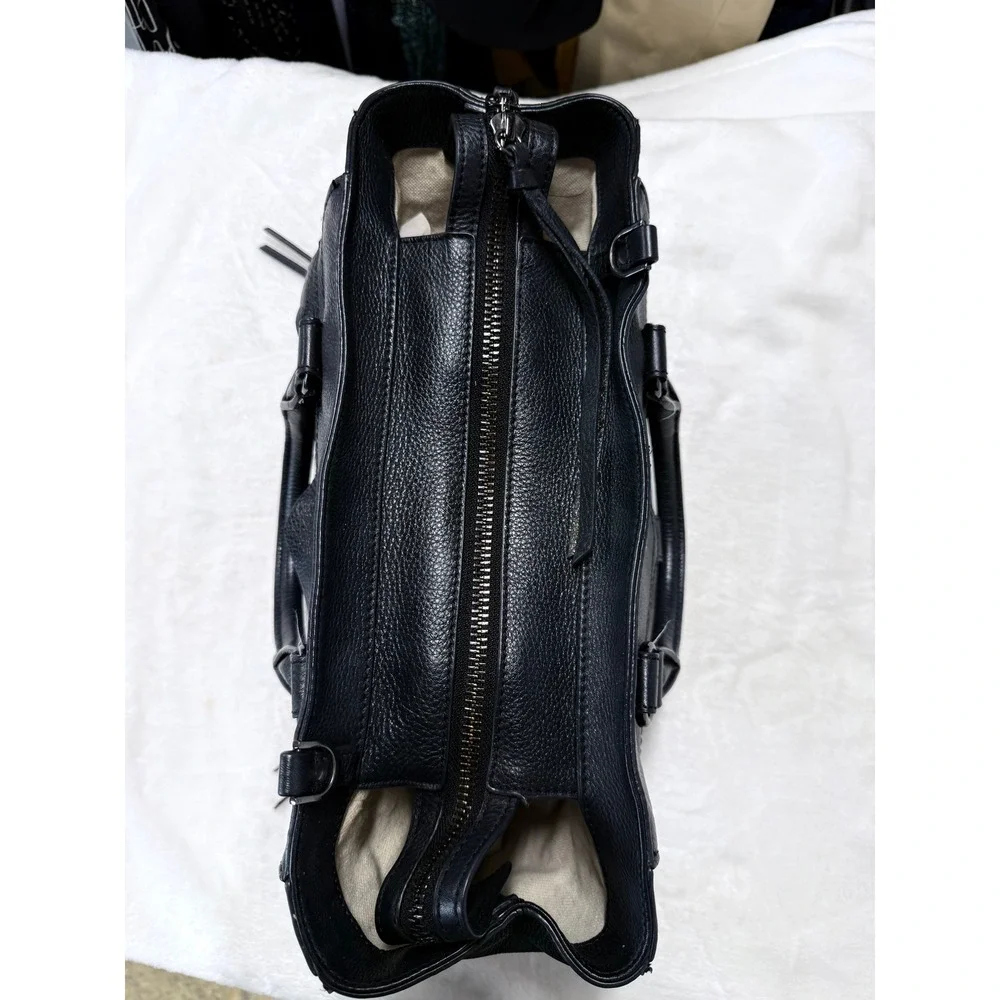 Botkier Trigger Black Pebbled Leather Satchel Bag Gunmetal‎ Hardware Tassels